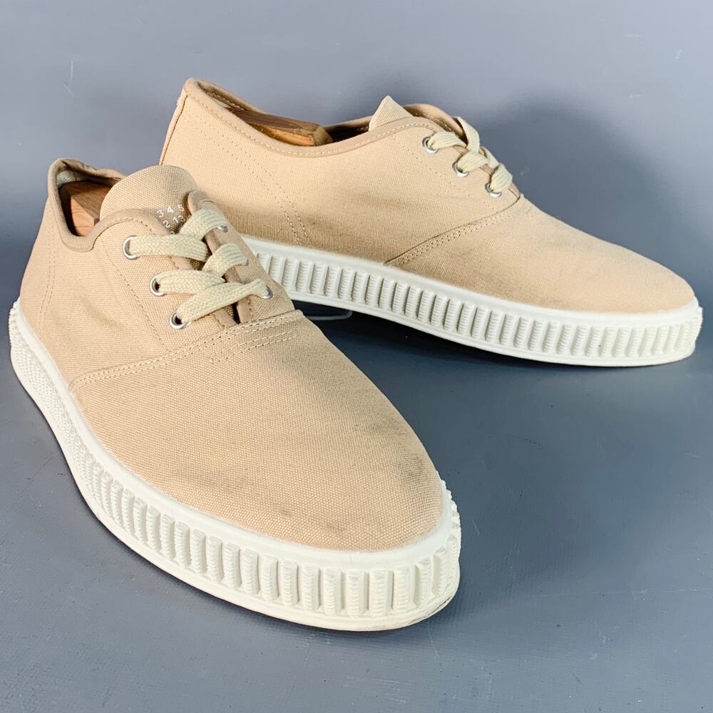 MAISON MARGIELA Size 7 Beige White Canvas Low Top Sneakers